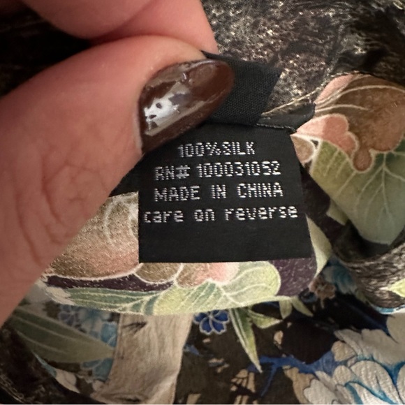 Citron Santa Monica Silk Blouse Shirt Top in Floral Print Size Large - Picture 8 of 11